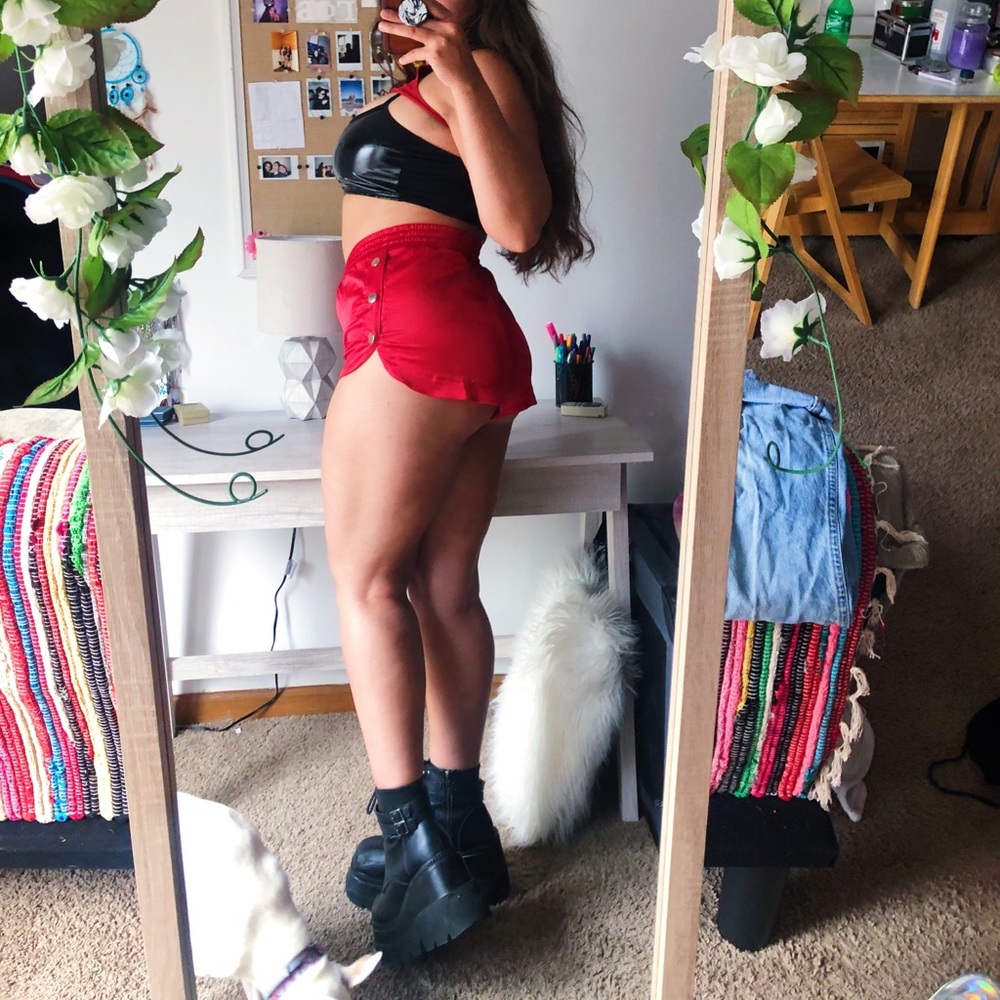 CHERRY RED BOOTY SHORTS